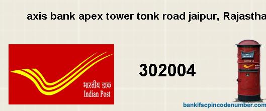 Postal Pin Code Number Of Axis Bank Apex Tower Tonk Road Jaipur Rajasthan